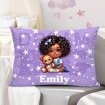 Personalized Cute Cartoon Dream Girl Throw Pillow Cover with Name Home Decor Christmas Birthday Gift for Boys Girls