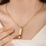 Personalizado 1-4 Lados Grabado Cenizas Urna Bar Collar con Piedra de Nacimiento y Texto Cremación Joyería Memorial Regalo para Ella Él