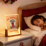 Veilleuse LED en acrylique personnalisée avec nom et socle en bois Décoration de la maison Pendaison de crémaillère Premier cadeau de Noël pour les enfants Famille Amis