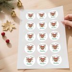 Personalized Cartoon Reindeer Waterproof Stickers Labels with Name Gift Decor Christmas Party Favors for Boys Girls