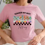 Personalised Pencil Rubber 100% Cotton Soft Crewneck Teacher T-shirt with Name and Text Back to School Appreciation Gift for Teacher