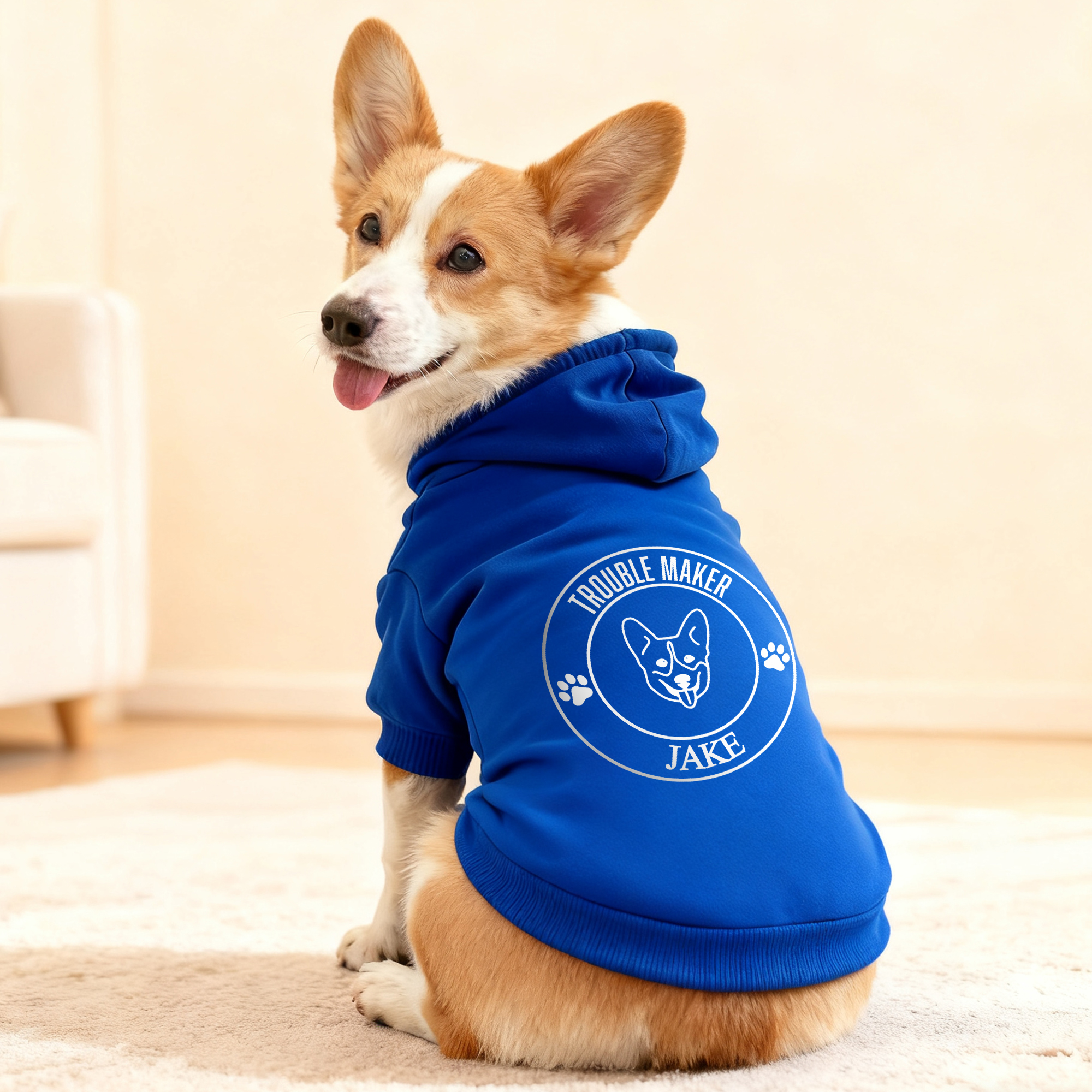 Coussin à capuche pour chien avec texte et nom Cadeau de Noël pour propriétaire d'animal