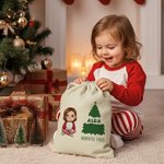 Bolsa de regalo personalizada con personaje de dibujos animados y árbol de Navidad con texto y nombre regalo navideño para niños familia y amigos