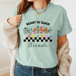 Personalised Pencil Rubber 100% Cotton Soft Crewneck Teacher T-shirt with Name and Text Back to School Appreciation Gift for Teacher