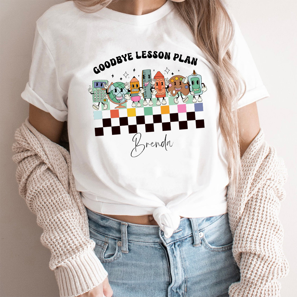 Gomme à crayon personnalisée 100% coton T-shirt enseignant avec nom et texte Cadeau d'appréciation pour enseignants