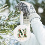 Personalizada Holly Inicial de cerámica ornamento de Navidad con el nombre de decoración del árbol del hogar regalo de Navidad para la familia amigo