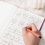 Personalised Line Art Musical Instrument Design Songwriting Journal Notebook with Name and 100 Lined Pages Birthday Music Festival Gift for Musicians