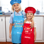 Personalized Cookie Theme Gingerbread Man Snowman Adjustable Kid Apron Chef Hat Set with Pocket for Cooking Christmas Gift for Boys Girls