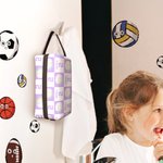 Personalized Basketball Football Sport Check Portable Toiletry Bag with Name and Handle Travel Accessory Game Day Birthday Gift for Sports Lover