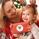 Personalized Cartoon Reindeer Waterproof Stickers Labels with Name Gift Decor Christmas Party Favors for Boys Girls