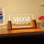 Luce notturna a LED in acrilico con titolo floreale personalizzato, 1-8 nomi, date e base in legno, regalo di Natale per la famiglia.