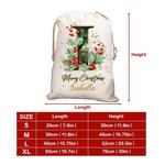 Personalized Holly Initial Canvas Drawstring Gift Bag with Name Christmas Gift for Friends Family