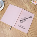 Personalised Line Art Musical Instrument Design Songwriting Journal Notebook with Name and 100 Lined Pages Birthday Music Festival Gift for Musicians
