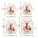 Personalized Cute Snowman Reindeer Santa Claus Canvas Drawstring Gift Bag with Name and Year First Christmas Party Favors for Baby