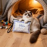 Borsa per il trucco personalizzata per cani e gatti in stile Toile De Jouy con 1-7 nomi e braccialetto Regalo di Natale per il compleanno del proprietario di un animale domestico
