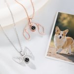 Personalizado Minimalista Orejas de Perro Gato Contorno Foto Proyección Collar Aniversario Cumpleaños Navidad Regalo para Mujeres Dueños de Mascotas