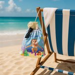 Asciugamano da spiaggia personalizzato con nome e carino animale marino in 3D ad asciugatura rapida morbido e oversize regalo per ragazzi