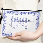 Borsa per il trucco personalizzata per cani e gatti in stile Toile De Jouy con 1-7 nomi e braccialetto Regalo di Natale per il compleanno del proprietario di un animale domestico