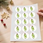 Personalized Santa Hat Green Polka Dot Initial Waterproof Stickers Labels with Name Gift Decor Christmas Party Favors for Kids
