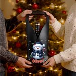 Personalized Cute Christmas Snowman PU Leather Wine Bag with Name and Handle Protective Wine Accessories Christmas Party Gift for Wine Lover