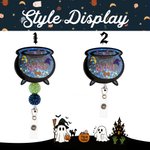 Personalized Witch's Magic Cauldron Glitter Acrylic Badge Clip with Text Party Gift for Lab Technician Friend
