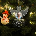 Personalisierte We Have A Angel Watching Over Us Acryl Ornament mit Foto und Nickname Weihnachtsbaumschmuck Memorial Geschenk für den Verlust eines geliebten Menschen