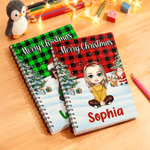 Personalised Christmas-Themed Cartoon Character A5 Spiral Notebook with Name Christmas Party Gift for Students Kids