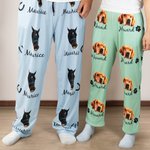 Personalized Multicolor Cute Paw Print Carrot Pattern Pet Avatar Photo Adult Kid Pajama Pants with Name Birthday Gift for Family Pet Lovers