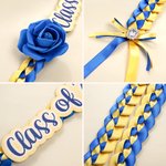 Personalized Class of 2025 Rose Rhinestone Two-Colored Braided Graduation Ribbon Lei with Texts Graduation Party Decor Gift for Graduates