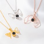 Personalizado Minimalista Orejas de Perro Gato Contorno Foto Proyección Collar Aniversario Cumpleaños Navidad Regalo para Mujeres Dueños de Mascotas