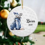 Personalized Golf Bag Design Ceramic Ornament with Name and Year Tree Decor Christmas Gift for Golf Lovers Golfers