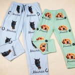 Personalized Multicolor Cute Paw Print Carrot Pattern Pet Avatar Photo Adult Kid Pajama Pants with Name Birthday Gift for Family Pet Lovers
