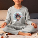 Personalised Cartoon Quirky Boy Girl Moon Design 100% Cotton Soft Kid Pyjama Set with Name Birthday Christmas Gift Kids