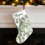 Personalised Toile De Jouy Santa Claus Reindeer Nutcracker Christmas Stocking with Name Home Decor Christmas Gift for Kids Family Friends