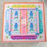 Personalized Chinoiserie Pagoda Floral Design Non-Slip Mahjong Mat with Letters and Storage Bag Mahjong Accessory Birthday Gift for Mahjong Lovers