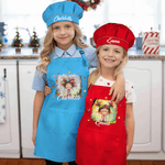 Personalised Multicolor Cute Cartoon Quirky Girl Kid Apron Chef Hat Set with Name Christmas Children's Day Birthday Gift for Girls