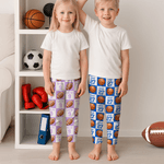 Personalized Grid Design Ball Element Soft Pajama Pants with Name and Number Initial Birthday Christmas Gift for Kids Sports Lovers