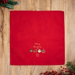 Personalised Elk Christmas Tree Bell Santa Claus 100% Cotton Red Napkin with Name Table Decor Christmas Gift for Family Friend