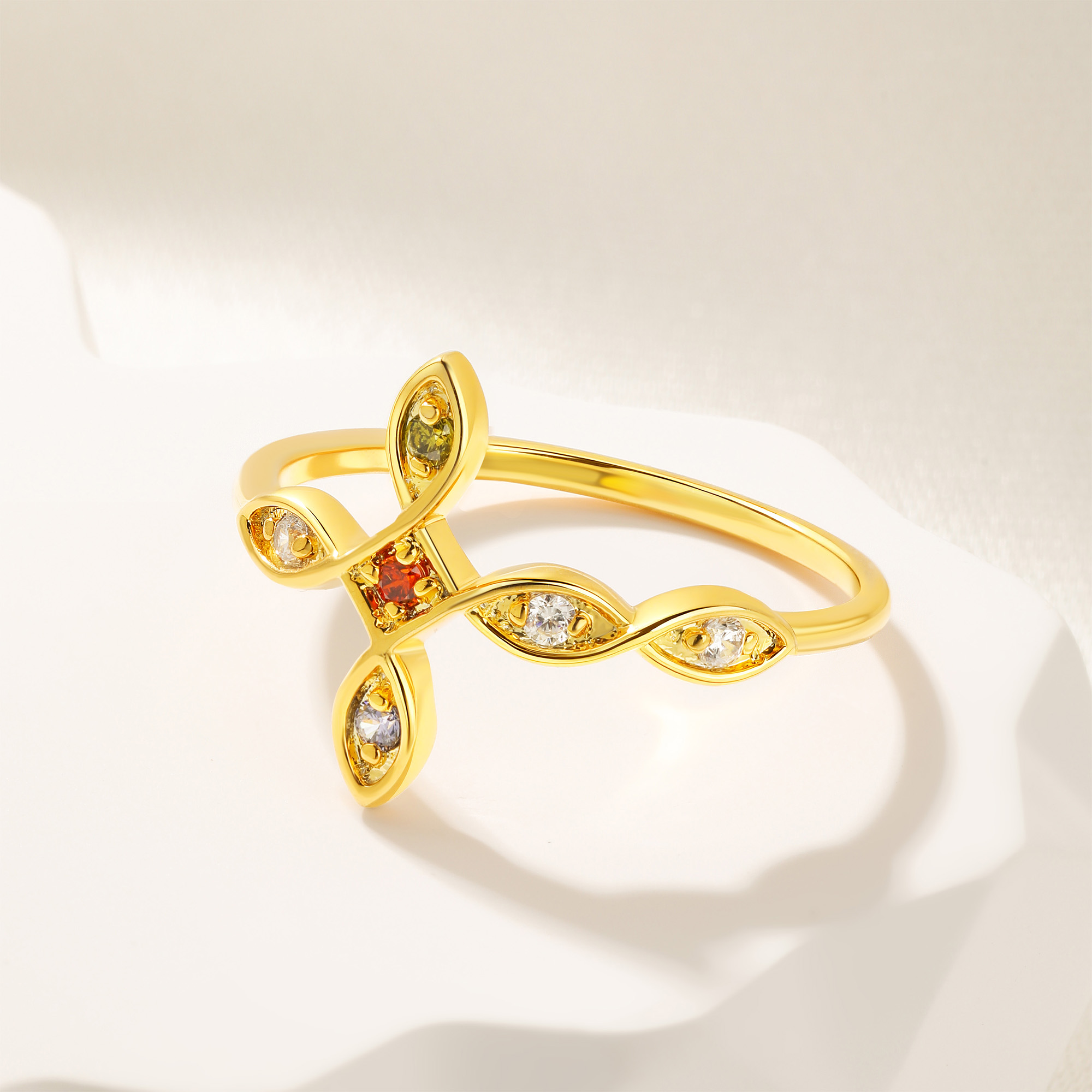 Bague Croix personnalisée avec 1-6 pierres de naissance Anniversaire Fête des mères Cadeau de Noël pour femmes Famille