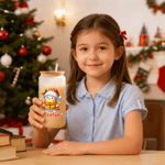 Personalized Cute Snowman 20 oz Name Glass Tumbler with Bamboo Lid and Straw Christmas Gift for Family Friends