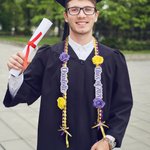 Personalized Class of 2025 Rose Rhinestone Two-Colored Braided Graduation Ribbon Lei with Texts Graduation Party Decor Gift for Graduates