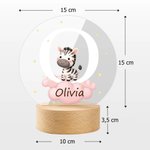 Gepersonaliseerd Schattige Bosdier met Naam LED Nachtlampje met Houten Basis Babykamer Decoratie Verjaardag Kerstcadeau voor Baby's en Kinderen