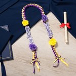 Personalized Class of 2025 Rose Rhinestone Two-Colored Braided Graduation Ribbon Lei with Texts Graduation Party Decor Gift for Graduates