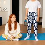 Personalized Grid Design Ball Element Soft Pajama Pants with Name and Number Initial Birthday Christmas Gift for Kids Sports Lovers