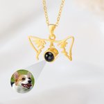 Personalizado Minimalista Orejas de Perro Gato Contorno Foto Proyección Collar Aniversario Cumpleaños Navidad Regalo para Mujeres Dueños de Mascotas