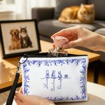 Borsa per il trucco personalizzata per cani e gatti in stile Toile De Jouy con 1-7 nomi e braccialetto Regalo di Natale per il compleanno del proprietario di un animale domestico