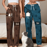 Personalizado Multi-Color Retro Cartoon 1-6 Perros Gatos Pijama Pantalones con Nombres Homewear Birthday Gift for Pet Owners Lovers