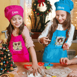 Personalised Multicolor Cute Cartoon Quirky Girl Kid Apron Chef Hat Set with Name Christmas Children's Day Birthday Gift for Girls