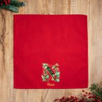 Personalized Holly Initial 100% Cotton Red Table Napkin with Name Table Decor Christmas Gift for Family Friend