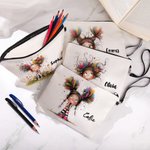 Personalisierte Niedliches-Lustiges-Mädchen Kosmetiktasche mit Namen und Handschlaufe Reise Essentials Geburtstag Geschenk für Damen Mädchen